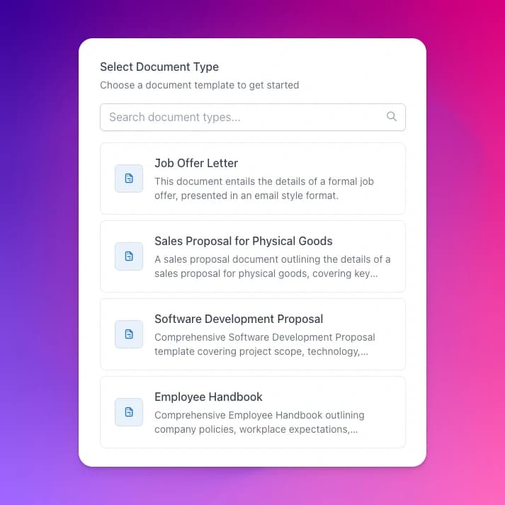 Extensive Document Types