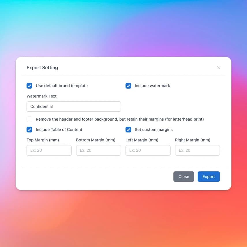 Professional PDF Export
